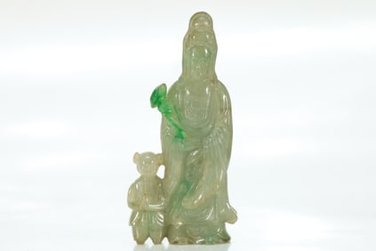 Jadeite Carved GuanYin Figure
