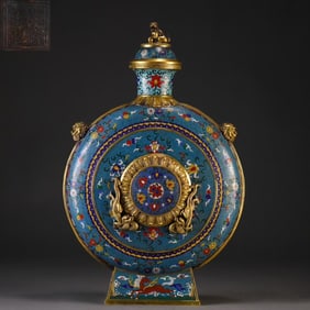 Bronze Cloisonne Carved Flower and Lion Pattern Pot