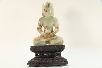 Jade Carved Infinite Life Buddha Figure