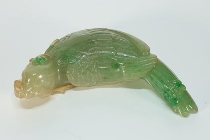 Jadeite Carved Flower and Bird Shape Ornament