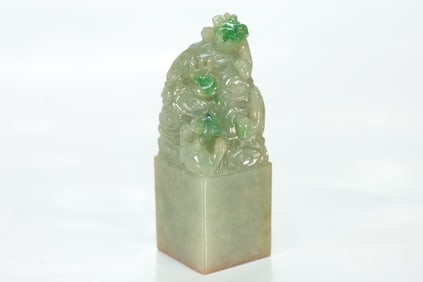 Jadeite Carved Dragon Stone Seal