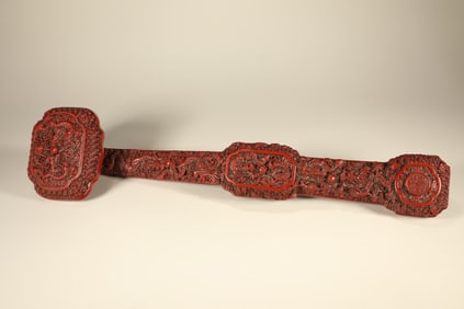 Lacquerware Red Carved Dragon Pattern RuYi Ornament