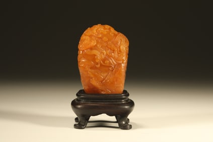 Shoushan Tianhuang Carved Chi Dragon Pattern Ornament
