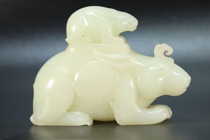Jade Carved Rabbit Shape Incense Burner