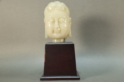 Jade Carved Buddha Head Figure