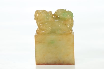 Jadeite Carved Lion Shape Stone Seal