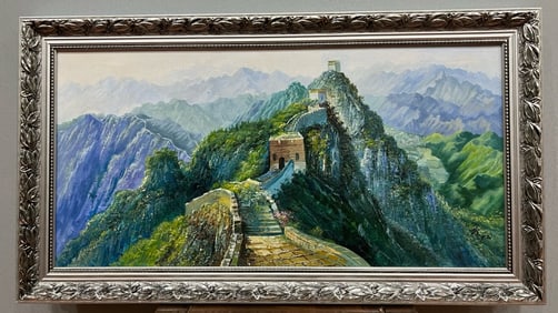 Chinese Drawing Great Wall Oil Painting,Wu Guanzhong Mark