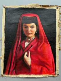 Chinese Drawing Beauty Oil Painting,Jin Shangyi Mark