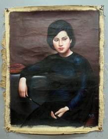 Chinese Drawing Beauty Oil Painting,Jin Shangyi Mark