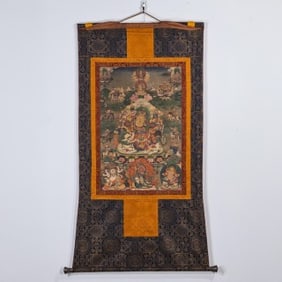 Colour Painted Buddha Pattern Tangka