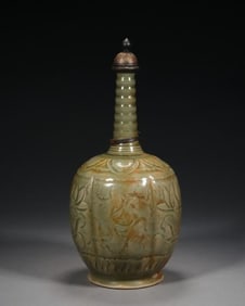 Yaozhou Ware Carved Flower Pattern Porcelain Vase