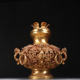 Gilt Bronze Carved Dragon Pattern Lid Pot