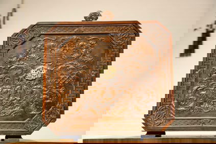 Huanghuali Wood Carved Eight Treasure Pattern Box