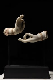 White Stone Buddha Hand Figure