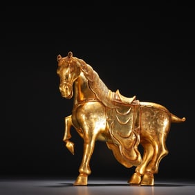 Gilt Bronze Carved Horse Shape Figure