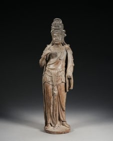 Grey Stone GuanYin Figure