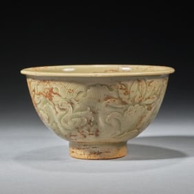 Yaozhou Ware Carved Flower Pattern Porcelain Bowl