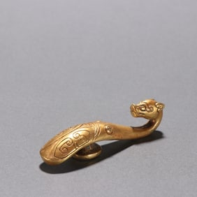Gilt Bronze Carved Dragon Shape Belt Hook