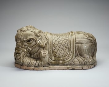 Yue Ware Carved Elephant Shape Porcelain Pillow