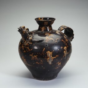 Jizhou Ware Carved Phoenix Head Shape Ear Porcelain Pot