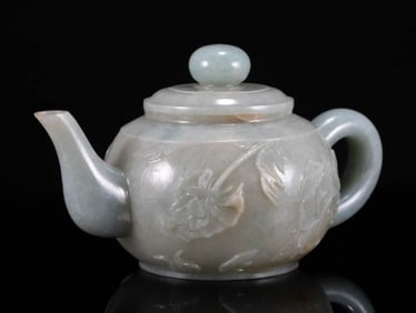 Jadeite Carved Flower Pattern Teapot
