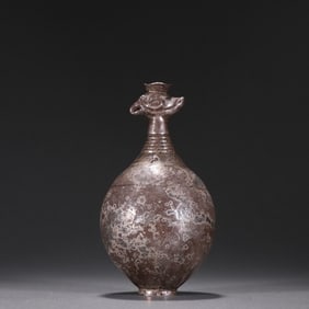 Silver Carved Flower Pattern Phoenix Head Shape Vase