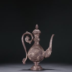 Silver Carved Dragon Pattern Pot