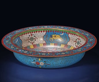 Bronze Cloisonne Carved Flower and Dragon & Phoenix Pattern Plate