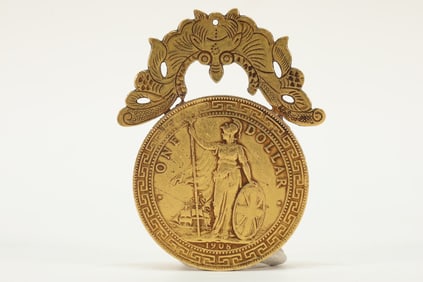 Solid Gold Carved Character Pattern Coin