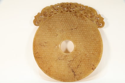 Jade Carved Dragon and Cloud Pattern Bi