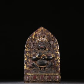 Black Stone Gold Drawing Mahakala Figure