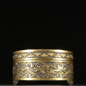 Gilt Bronze Carved Flower and Kirin Pattern Lid Box