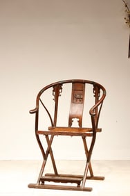 Huanghuali Wood Carved Flower Pattern Chair