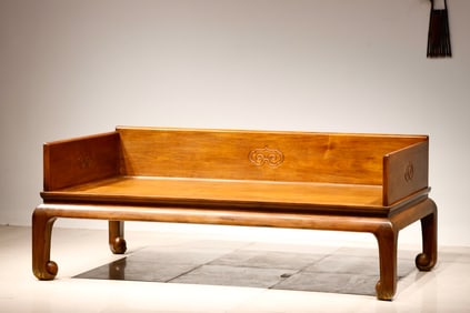 Huanghuali Wood Carved Cloud Pattern Arhat Bed