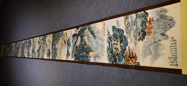 Chinese Drawing Landscape Painting Album,Guan Shanyue Mark