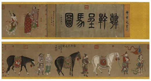 Chinese Drawing Character Story and Horse Hand Scroll,Han Gan Mark