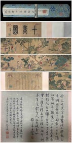 Chinese Drawing Horse and Character Hand Scroll,Zhao Mengfu Mark