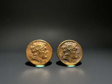 Pair of Gilt Bronze Chinese Coin