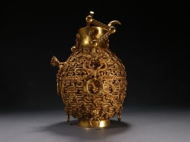 Gilt Bronze Carved Dragon Pot