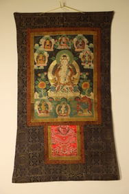 Colour Painted Four Armed GuanYin Pattern Tangka