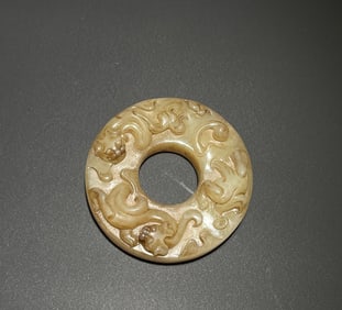 Jade Carved Chi Dragon Bi