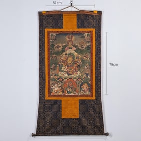 Colour Painted White Jambala Pattern Tangka
