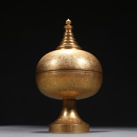 Gilt Bronze Carved Flower Pattern Lid Pot