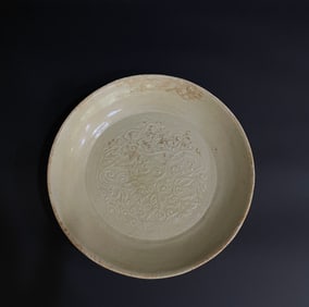 Ding Ware Carved Flower Pattern Porcelain Plate