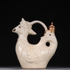 Ding Ware Carved Phoenix Shape Porcelain Handle Pot