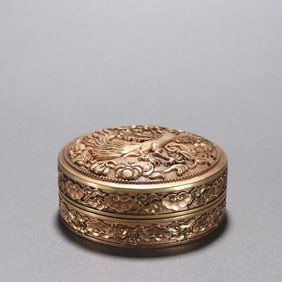 Gilt Bronze Carved Flower and Phoenix Pattern Lid Box