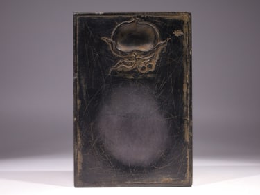 Black Carved Peach Pattern Ink Stone