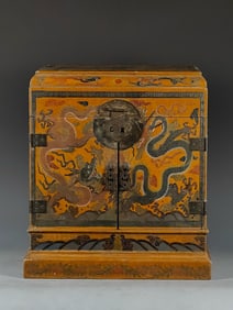 Lacquerware Colour Painted Dragon Pattern Box
