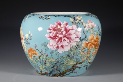 Enamel Drawing Flower and Poetry Pattern Porcelain Washer
