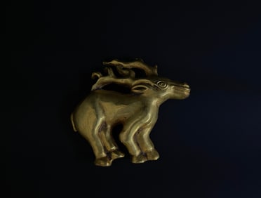 Gilt Silver Carved Deer Shape Ornament